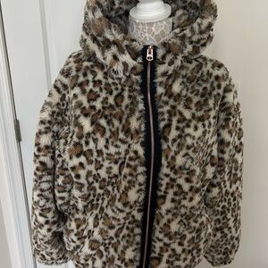 Lucky Brand Leopard Print Faux Fur Puffer Jacket